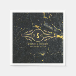 Black Gold Marmor Art Deco Hochzeit Serviette