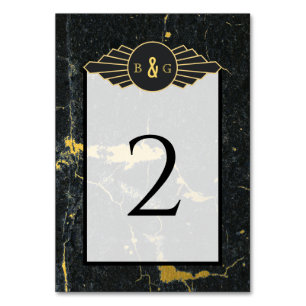 Black Gold Marmor Art Deco Hochzeit Tischnummer