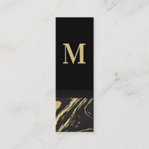 Black Gold Marmor   Klassisches Monogramm Mini Visitenkarte