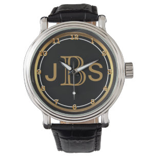 Black Gold Maskuline Monogram Armbanduhr