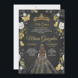 Black & Gold Mexican Charra Mis XV Anos Einladung<br><div class="desc">Black & Gold Mexican Charra Mis XV Anos Einladung</div>