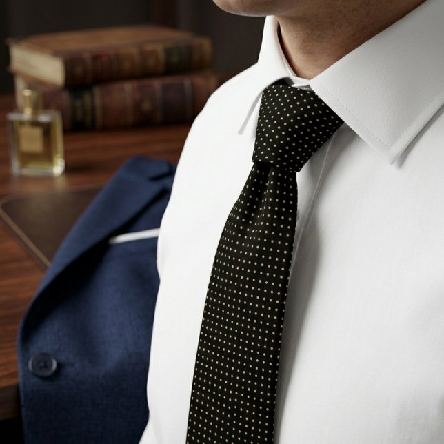 Black & Gold Micro Polka Dot Krawatte (Von Creator hochgeladen)
