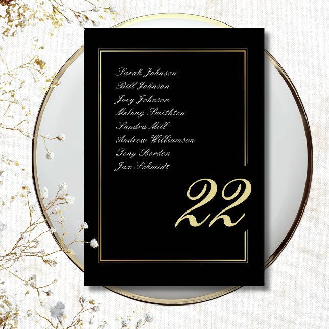 Black Gold Minimal Fett Skripttypografie Hochzeit Tischnummer (Von Creator hochgeladen)