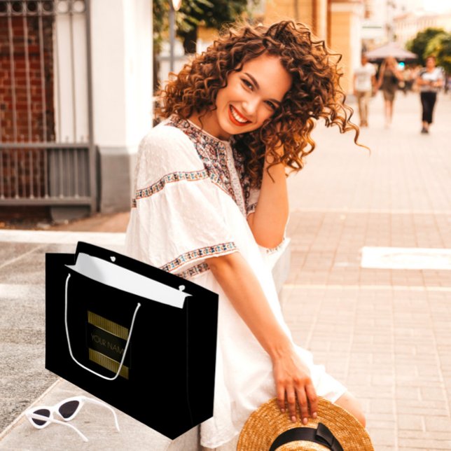 Black Gold Minimal Name Luxury Branding Beauty Große Geschenktüte (Black Gold Minimal Name Luxury Branding Beauty Large Gift Ba)