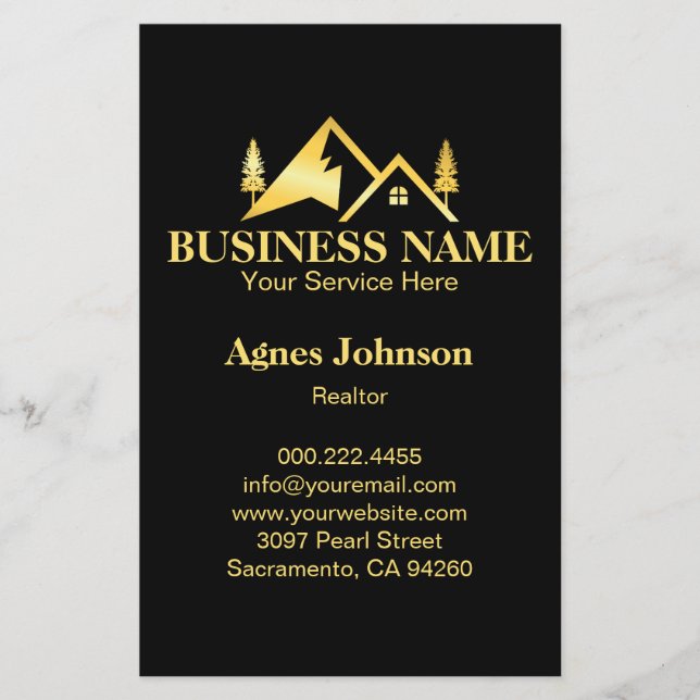 Black Gold Minimal Real Estate Agent House Flyer (Vorne)