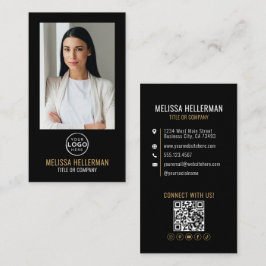 Black Gold Minimalist Photo QR Code Logo Visitenkarte