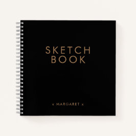 Black Gold Minimalistisches Personalisiertes Sketc Notizbuch