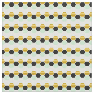 Black Gold Mint Geometric Hex Hexagramm Stoff