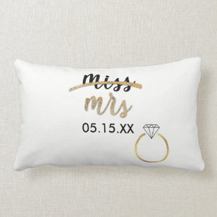 Black & Gold Miss Mrs. Name Datum Lumbar Kissen