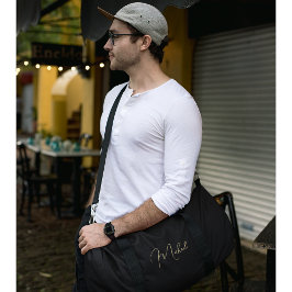 Black Gold Mit Monogramm Gym Sports Travel On Duffle Bag