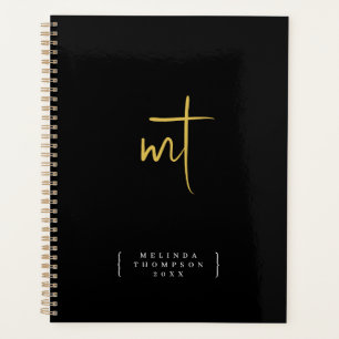 Black Gold Mit Monogramm Initialen Skripternennung Planer