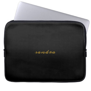 Black Gold Modern Chic Script Girly Monogram Laptopschutzhülle