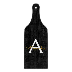 Black Gold Modern Script Girls Monogram Name Schneidebrett
