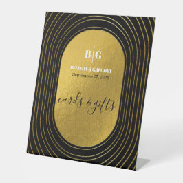 Black & Gold Moderne Arch Wedding Cards & Gifts Sockelschild