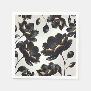 Black & Gold Moderne Celestial Moon Stars Hochzeit Serviette