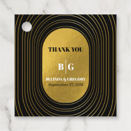 Black & Gold Moderne Minimalistisch Arch Wedding Geschenkanhänger