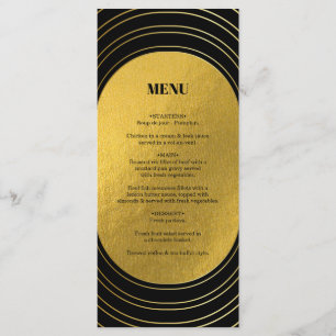 Black & Gold Moderne Minimalistisch Arch Wedding Menükarte