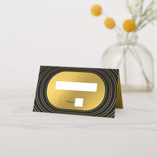 Black & Gold Moderne Minimalistisch Arch Wedding Platzkarte (Vorderseite)