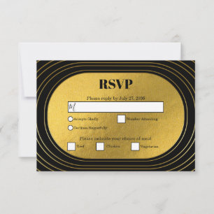 Black & Gold Moderne Minimalistisch Arch Wedding RSVP Karte