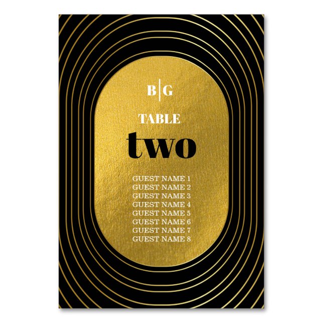 Black & Gold Moderne Minimalistisch Arch Wedding Tischnummer (Vorderseite)