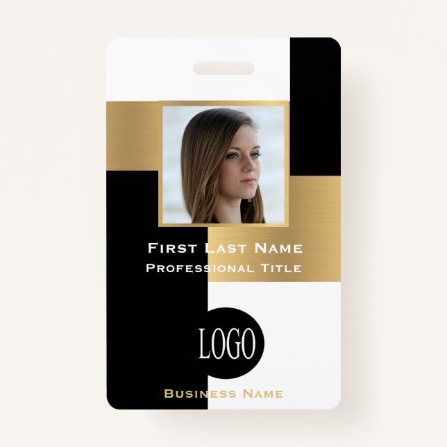 Black Gold Moderne Mitarbeiter I.D. Abzeichen Name Ausweis (Vorderseite)