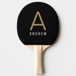 Black Gold Moderne Monogram Name Ping Pong Paddel Tischtennis Schläger