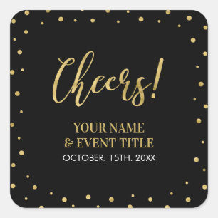 Black & Gold   Moderne Prost Erwachsenengeburtstag Quadratischer Aufkleber