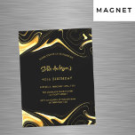 Black Gold Moderner Luxus Geburtstag Magneteinladung<br><div class="desc">Ein schwarzer Hintergrund. Mit vergoldeten Wirbel aus Imitat dekoriert. Personalisieren Sie Ihren Namen und Ihre Party-Daten und fügen Sie diese hinzu.</div>