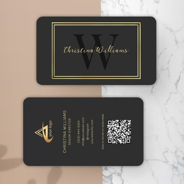Black Gold Modernes Minimalistisches Elegantes Ber Visitenkarte (Black Gold Modern Minimalist Elegant Professional Business Card)