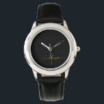 Black Gold Modernes Script Giron Monogram Name Armbanduhr<br><div class="desc">Schwarz und Gold einfache Script Monogram Name Watch. Das macht den perfekten 16 Geburtstag,  Hochzeit,  Brautparty,  Jubiläum,  Babydusche oder Junggeselinnen-Abschied Geschenk für jemanden,  der Lieben glamourösen Luxus und schicke Stile.</div>