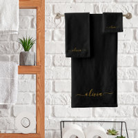 Black Gold Modernes Script Giron Monogram Name