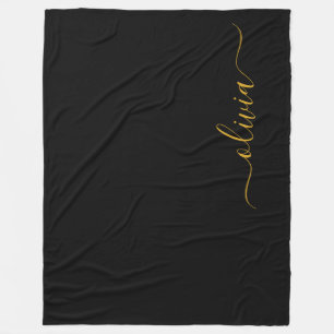 Black Gold Modernes Script Giron Monogram Name Fleecedecke