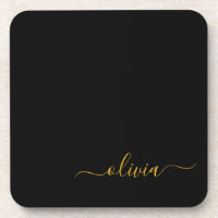 Black Gold Modernes Script Giron Monogram Name