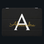 Black Gold Modernes Script Giron Monogram Name iPad Pro Cover<br><div class="desc">Black and Gold Simple Script Monogram Name Laptop Case. Das macht den perfekten 16 Geburtstag,  Hochzeit,  Brautparty,  Jubiläum,  Babydusche oder Junggeselinnen-Abschied Geschenk für jemanden,  der Lieben glamourösen Luxus und schicke Stile.</div>