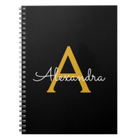 Black Gold Modernes Script Giron Monogram Name