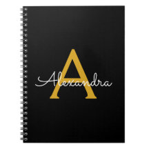 Black Gold Modernes Script Giron Monogram Name