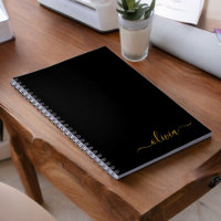 Black Gold Modernes Script Giron Monogram Name