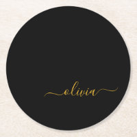 Black Gold Modernes Script Giron Monogram Name
