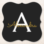 Black Gold Modernes Script Giron Monogram Name Untersetzer<br><div class="desc">Untersetzer für einfache,  schwarze und goldene Skripte Monogram Name Paper. Dies macht den perfekten Abschluss,  Geburtstag,  Hochzeit,  Brautparty,  Jubiläum,  Babydusche oder Junggeselinnen-Abschied Geschenk für jemanden,  die Lieben glamourösen Luxus und schicke Stile.</div>