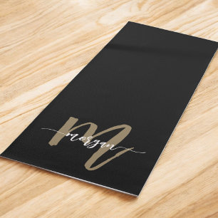 Black Gold Modernes Script Giron Monogram Name Yogamatte