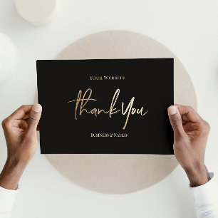 Black Gold Modernes Skript Vielen Dank für Ihre Folien Feiertagspostkarte