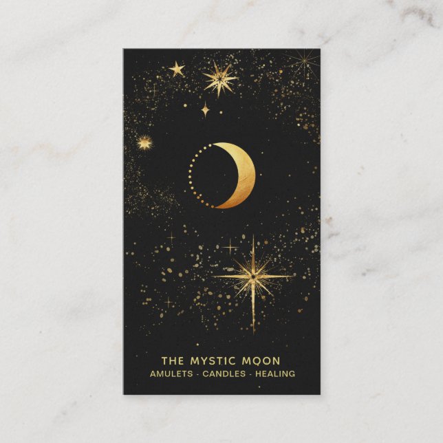 *~* Black Gold Mondstars Mystic Moon Luna Visitenkarte (Vorderseite)