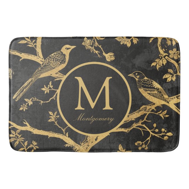 Black Gold Monogram Badematte (Vorderseite)
