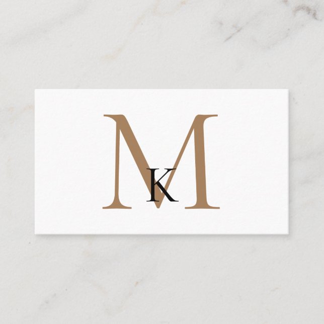 Black & Gold Monogram Business Card Visitenkarte (Vorderseite)