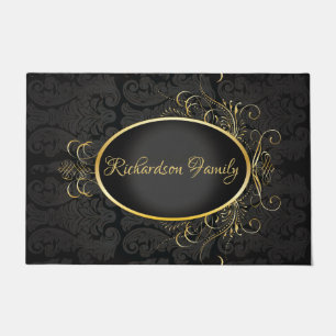 Black gold Monogram Classy Royal Style Door Mat Fußmatte