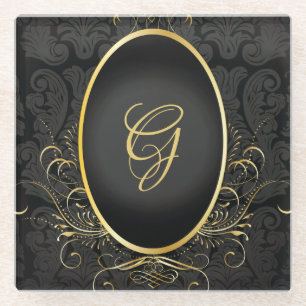 Black gold Monogram Classy Royal Style Untersetzer