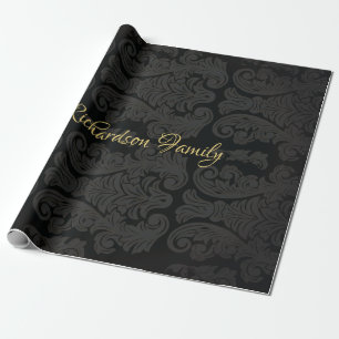 Black gold Monogram Classy Royal Style Wrapping Geschenkpapier