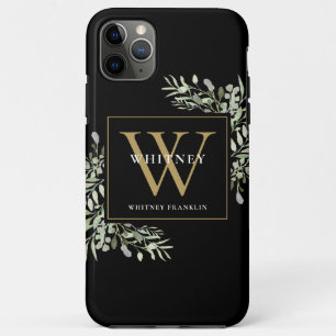 Black Gold Monogram Elegant Moderne Grüne Case-Mate iPhone Hülle