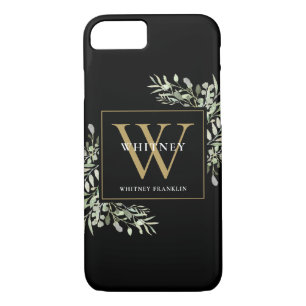 Black Gold Monogram Elegant Moderne Grüne Case-Mate iPhone Hülle