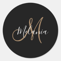 Black Gold Monogram Elegant Stilvoller Name des Sk